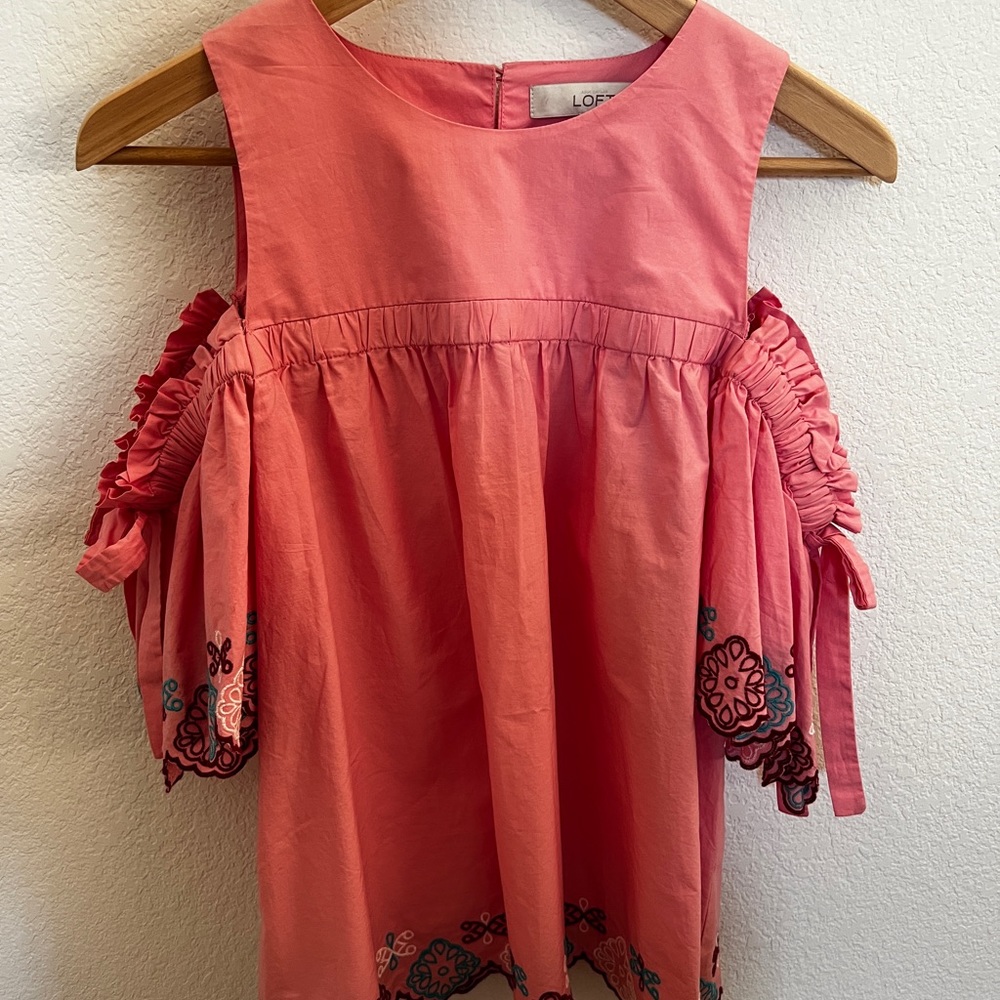 Loft salmon pink off shoulder blouse XS